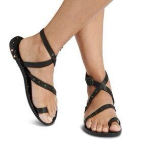 BEEK Lorikeet Studded Strappy Ankle Sandals Black Size 8